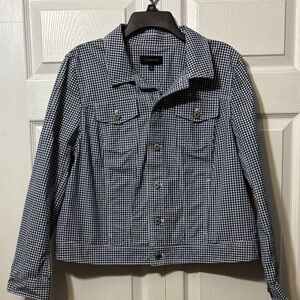 Talbots Women's Black and White Gingham Jean Jacket